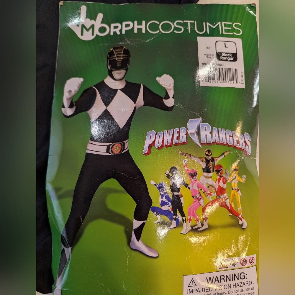 Morphsuits Men LARGE Black Power Ranger Costume MorphCostumes Halloween Cosplay